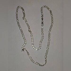 Vintage HAN Italy Sterling Silver Figaro Chain Necklace 24"